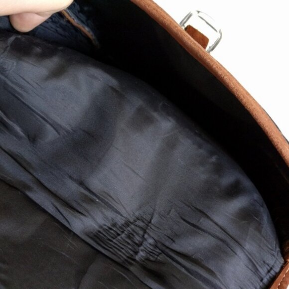 Geometric Print Black & White Crossbody Bag w/ Leather Trim - Picture 5 of 6